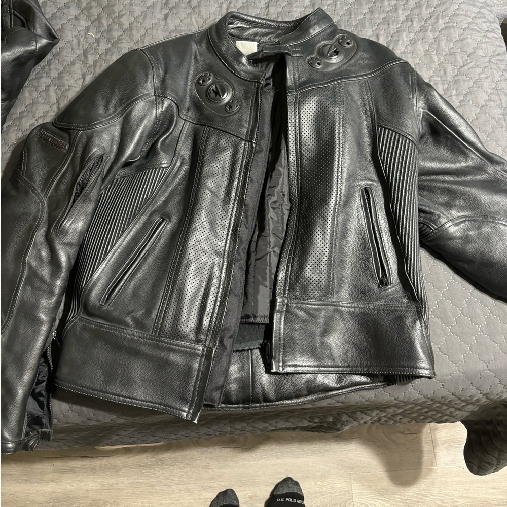 Frank Thomas leather motorcycle jacket